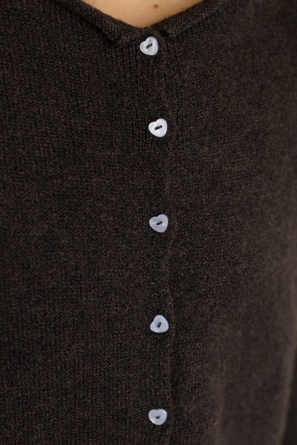 Heart Button Piper Cardigan - Chocolate