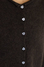 Heart Button Piper Cardigan - Chocolate