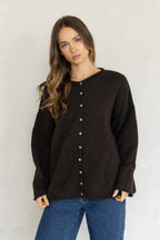 Heart Button Piper Cardigan - Chocolate