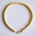 Beaded necklace with Miyuki beads - yellow/mint