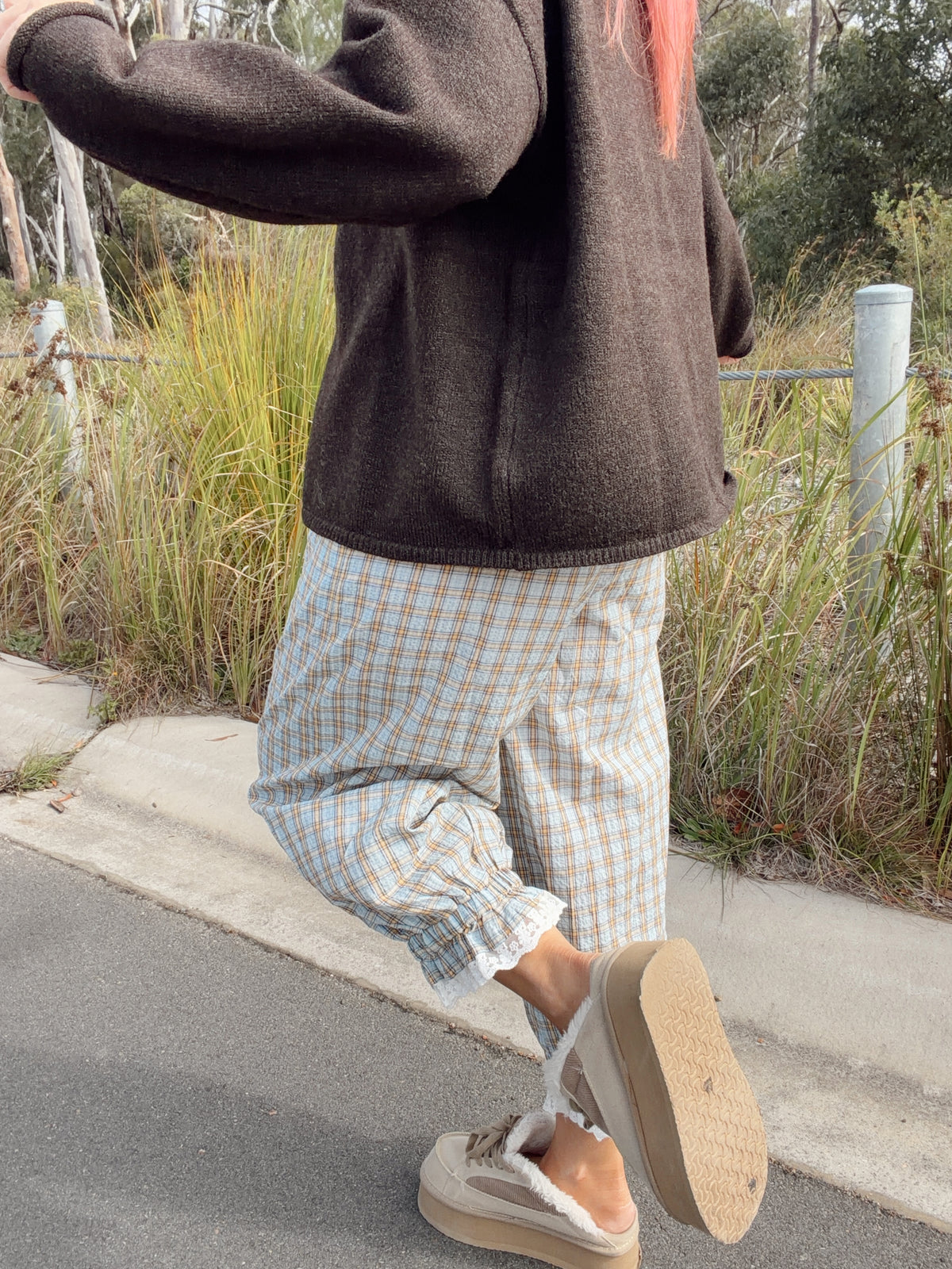Plaid Balloon Pant - Blue