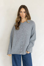 Heart Button Piper Cardigan - Heather Grey