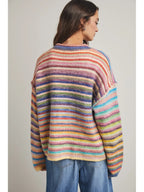 Rainbow Button Up Knit Cardigan