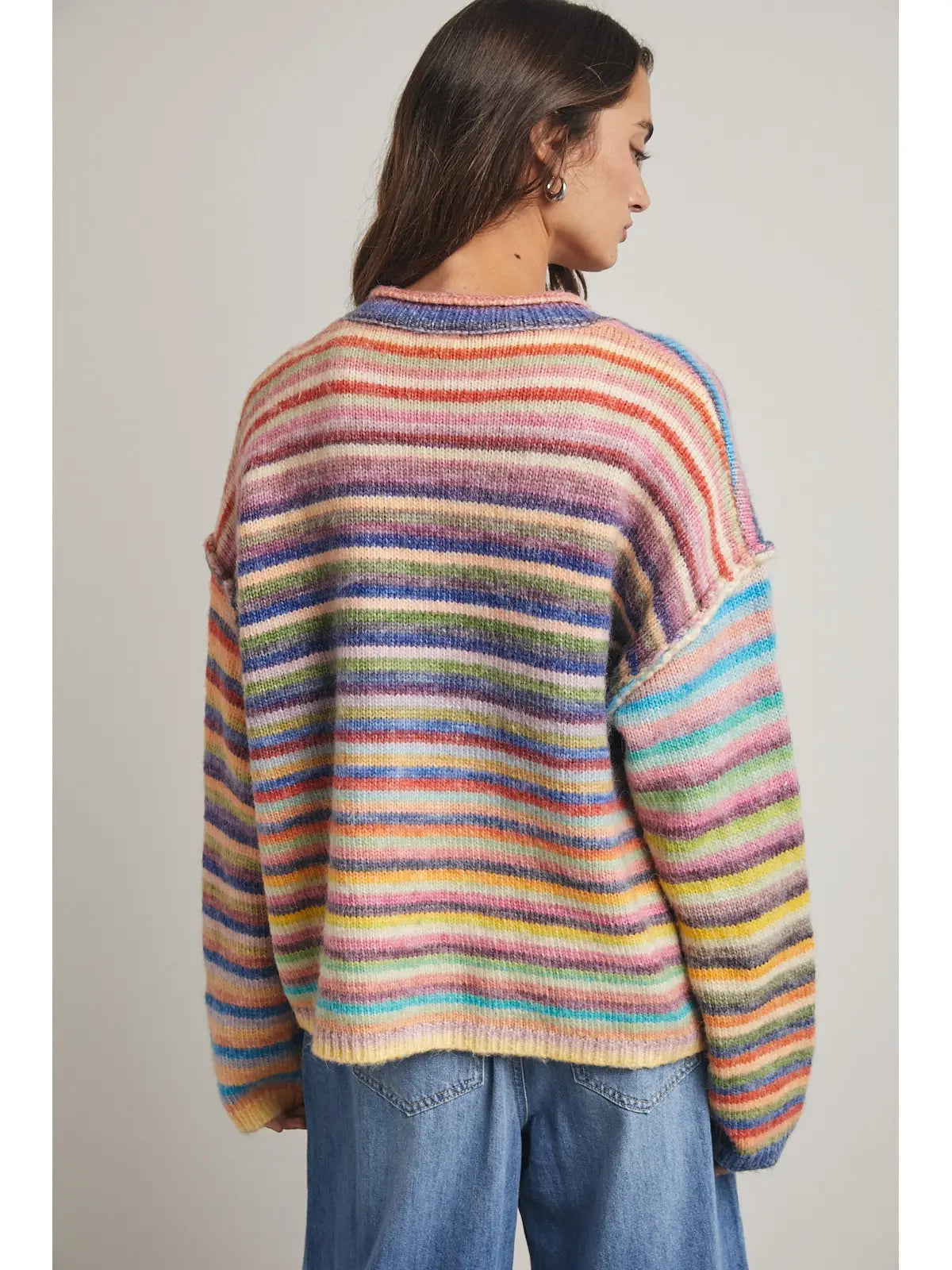 Rainbow Button Up Knit Cardigan