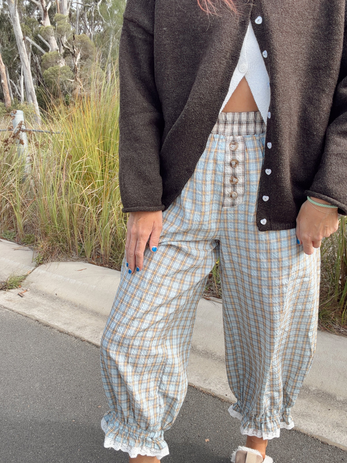 Plaid Balloon Pant - Blue