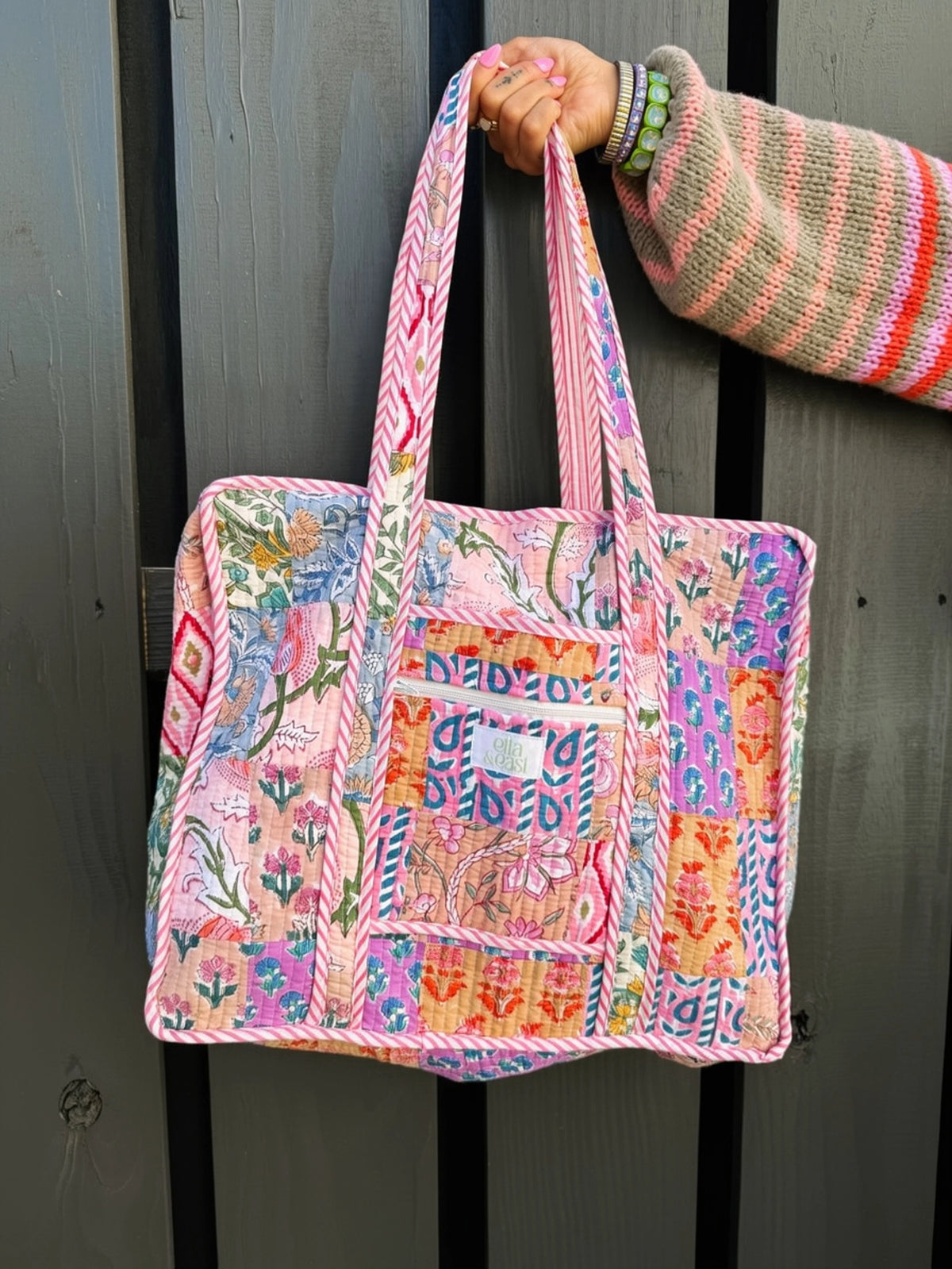 Quilted Tote Bag - Peachy