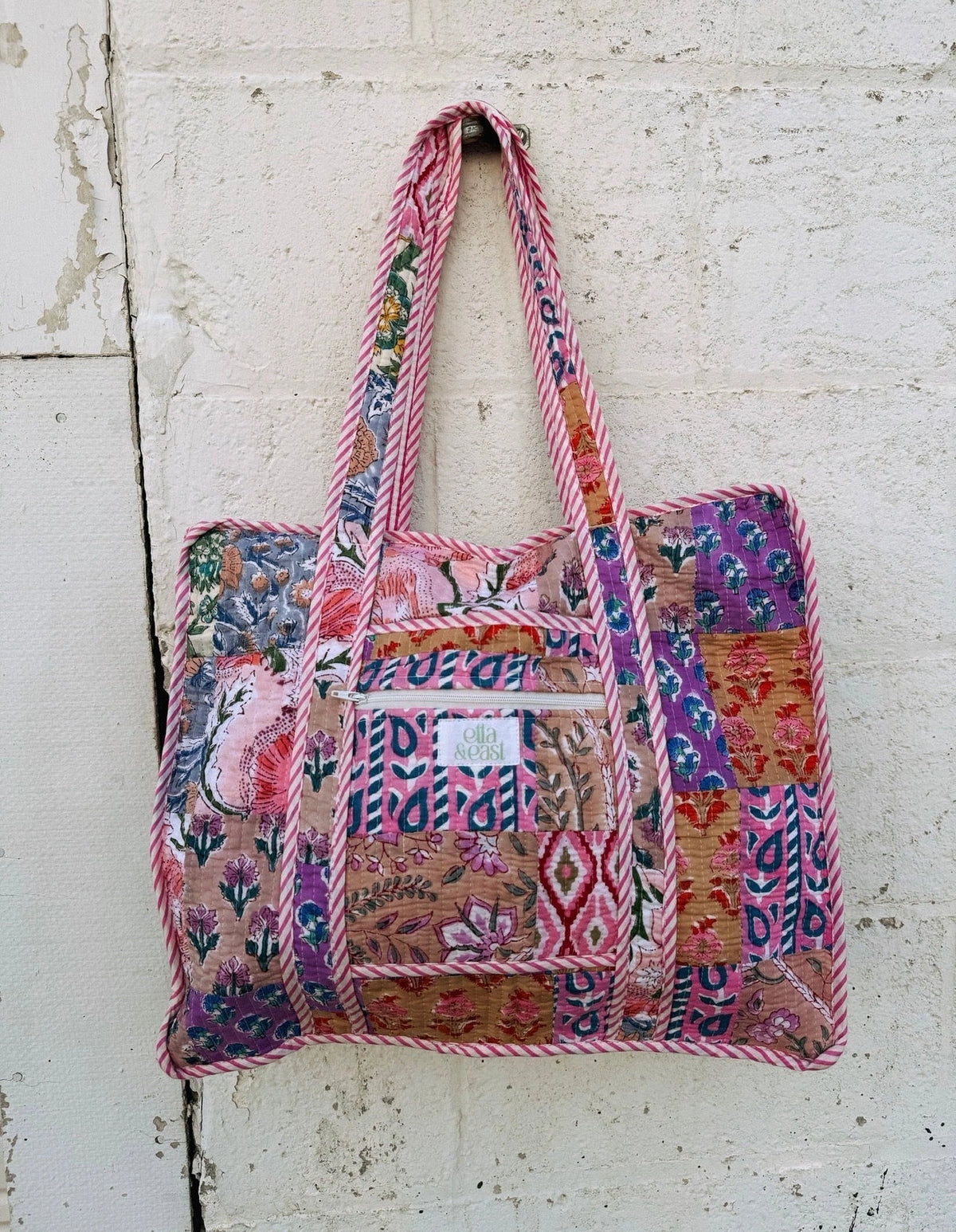 Quilted Tote Bag - Peachy