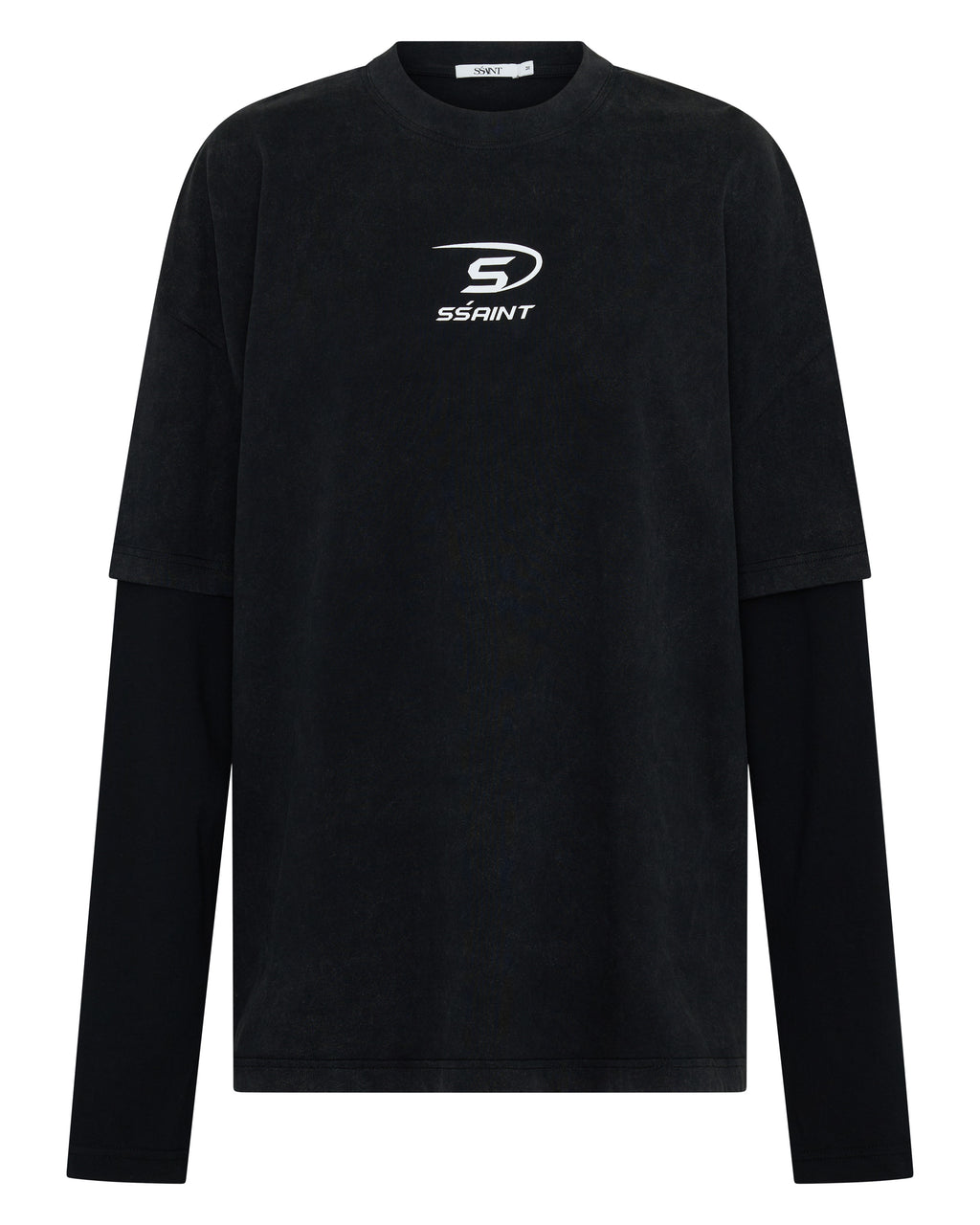 ROUND ONE LAYERED TEE  - Vintage Washed Black