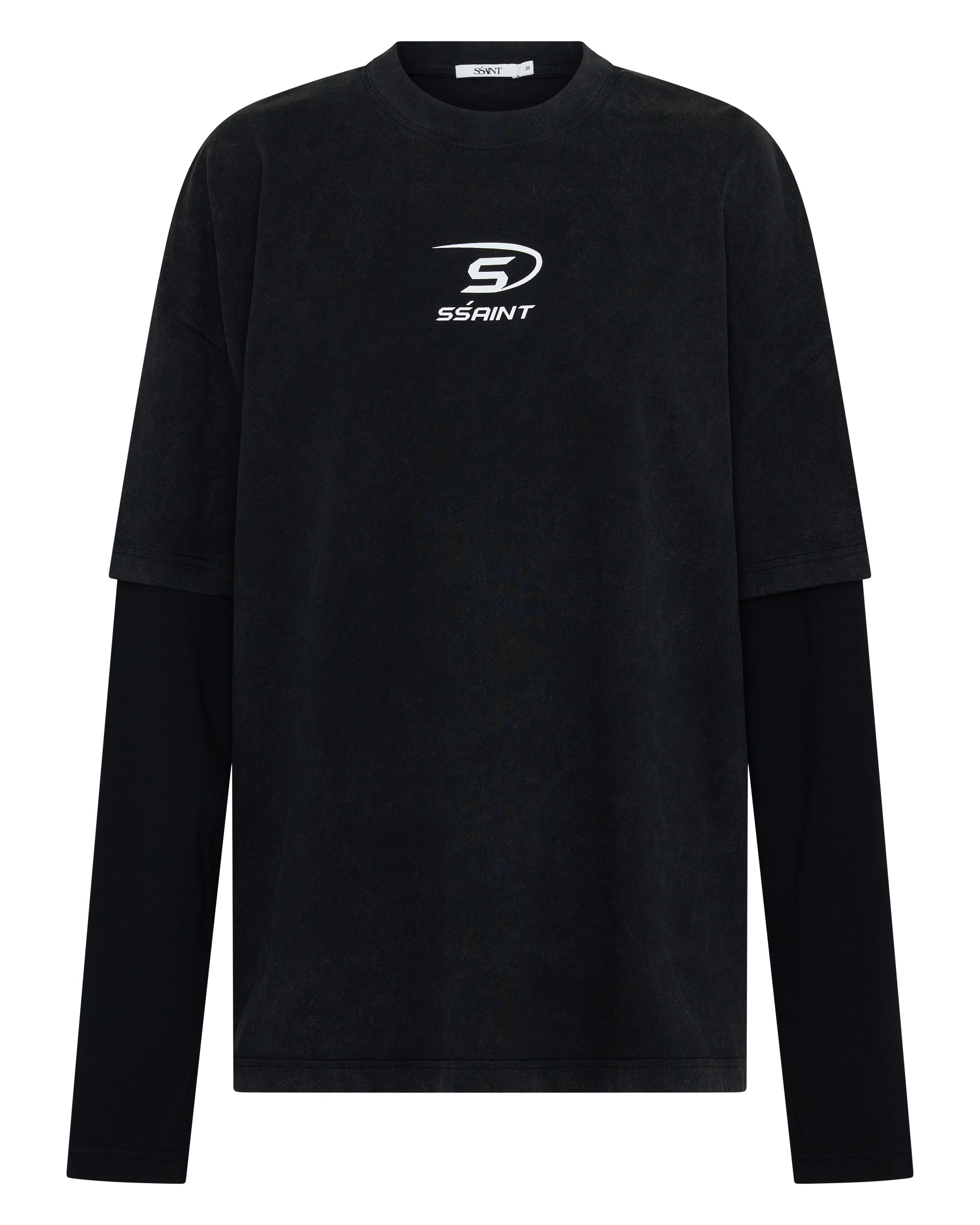 ROUND ONE LAYERED TEE  - Vintage Washed Black
