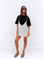 THE LINE ROW DRESS BLACK/WHITE BABY LEMONADE