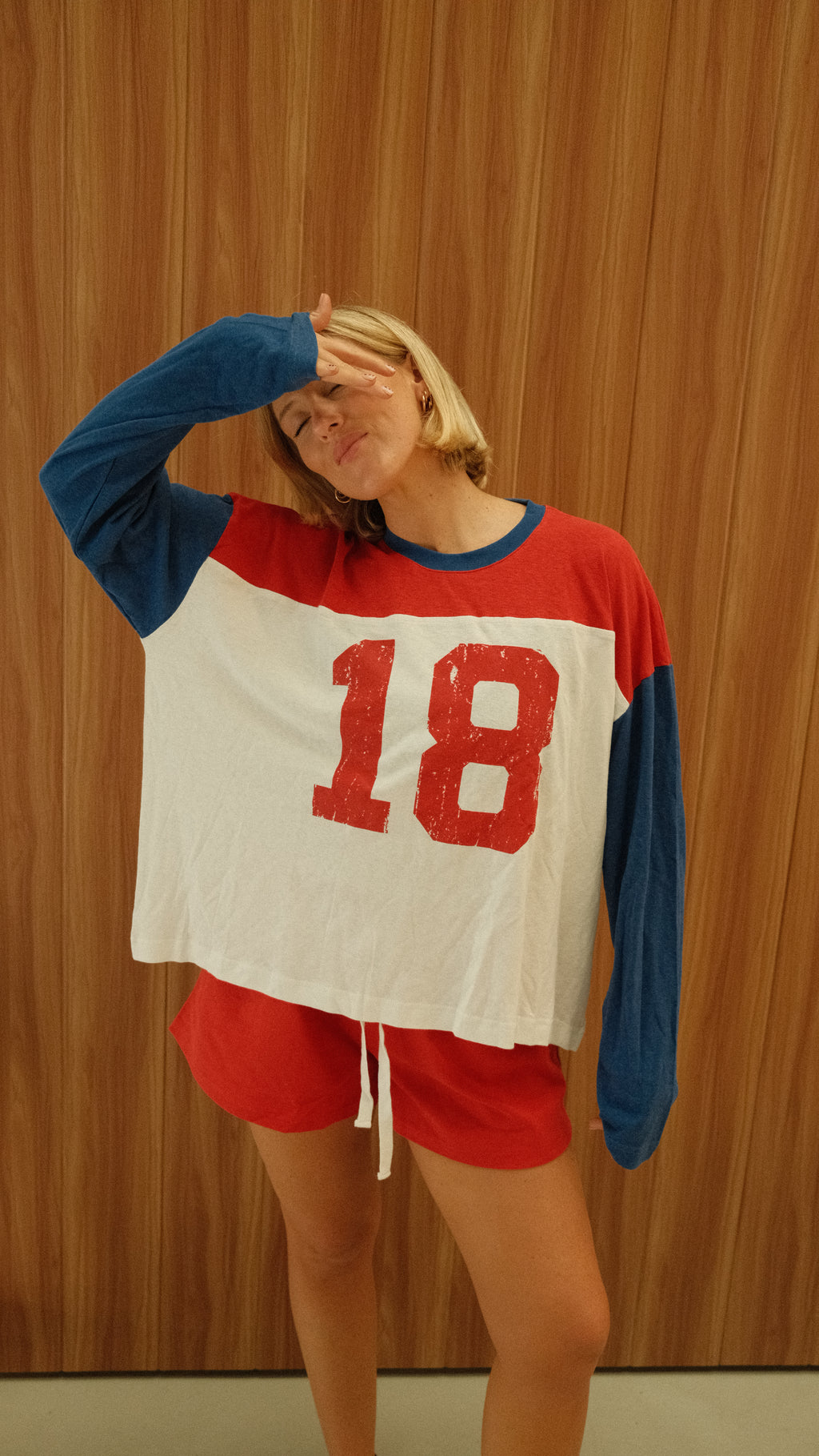 Established L/S Tee - Red/Blue