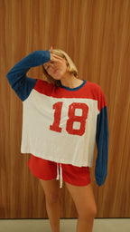 Established L/S Tee - Red/Blue