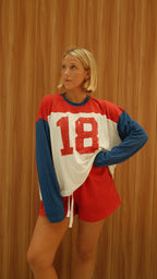 Established L/S Tee - Red/Blue