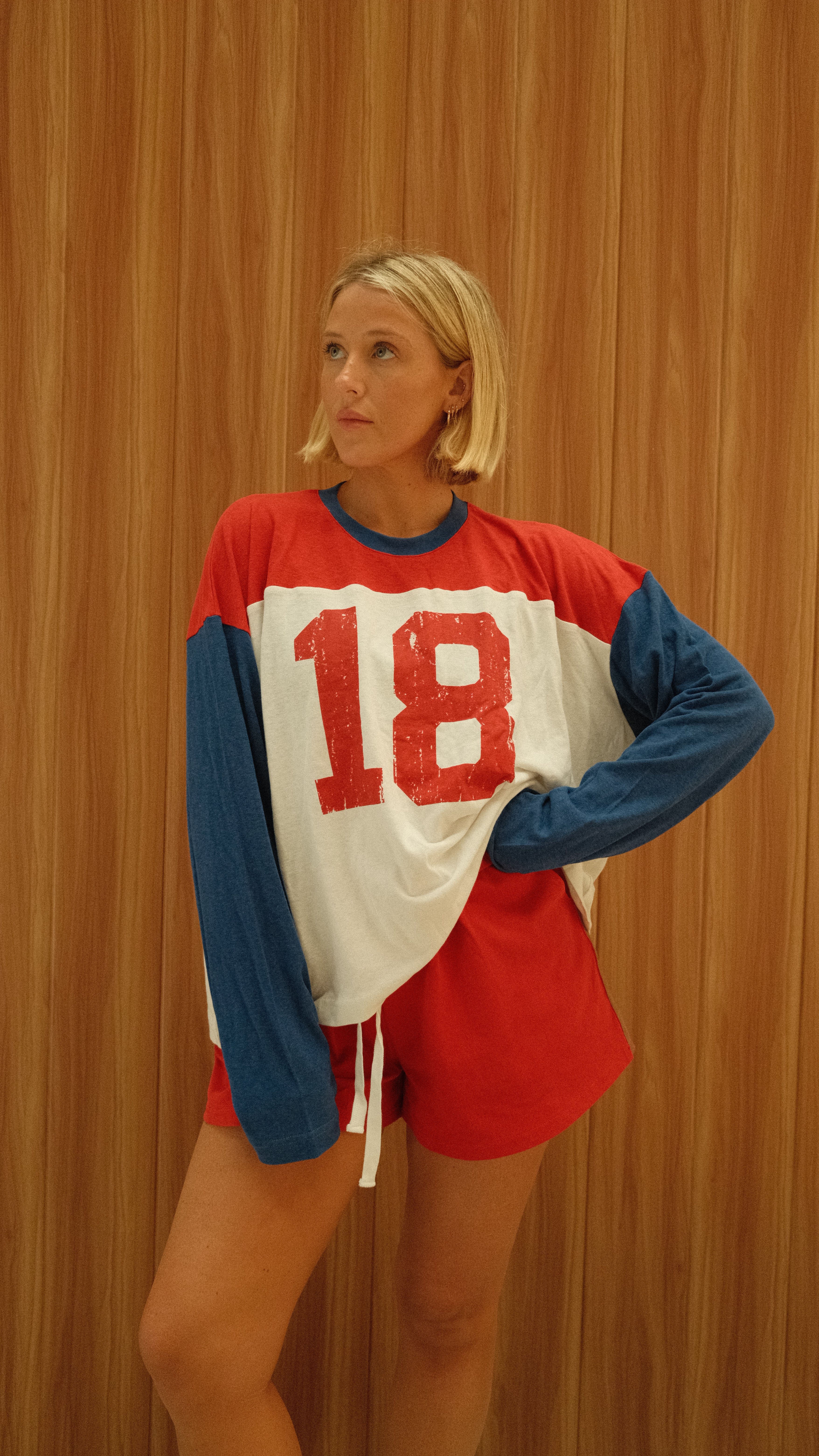 Established L/S Tee - Red/Blue