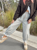 Plaid Balloon Pant - Blue