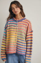 Rainbow Button Up Knit Cardigan