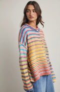 Rainbow Button Up Knit Cardigan