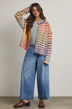 Rainbow Button Up Knit Cardigan