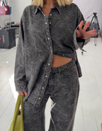 Baggy Mid Rise Jean - Embroidered Denim