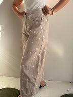 The Dottie Denim Wide Leg Pant - Taupe/Ivory