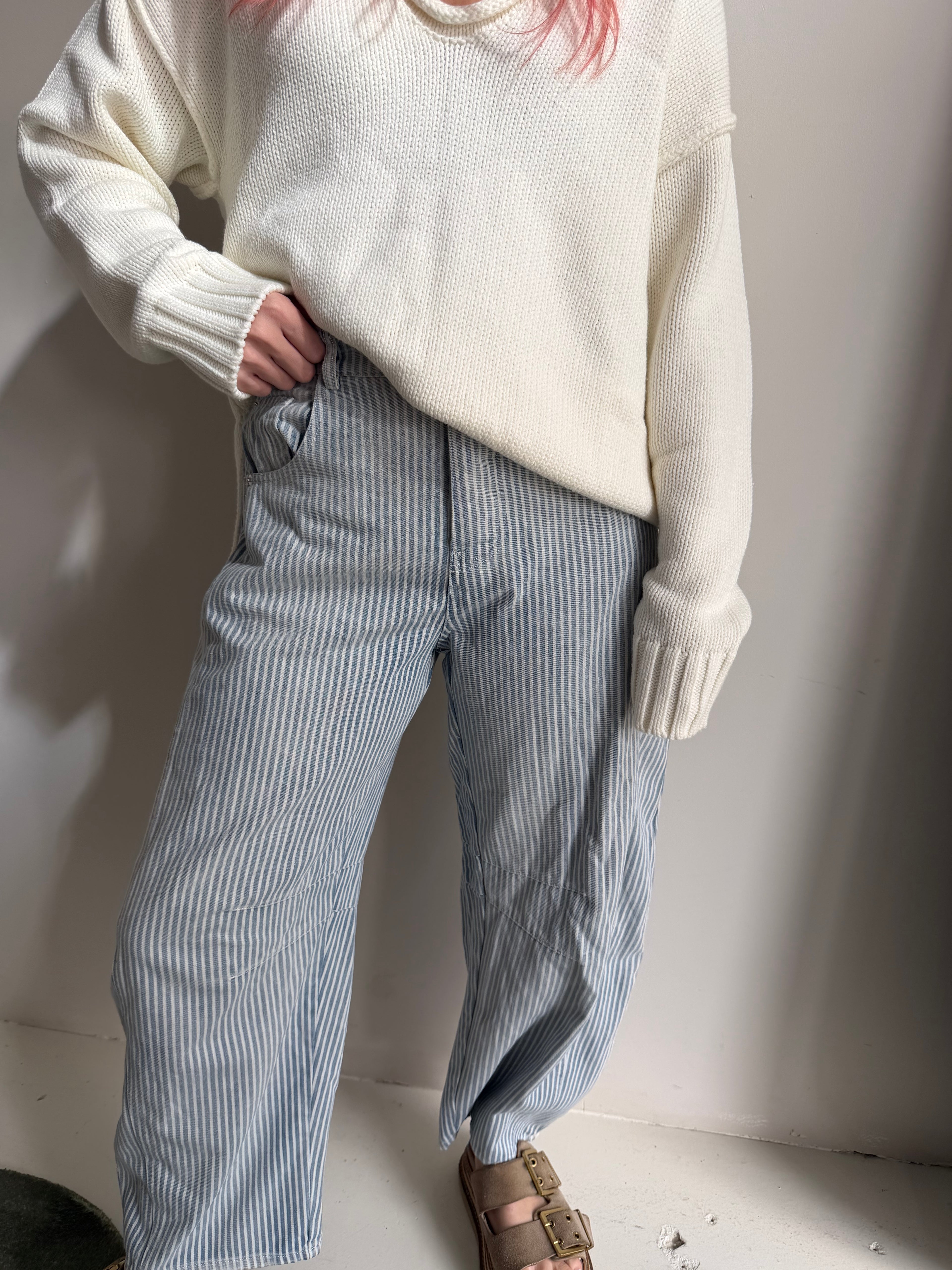 Mineral Washed Pin Striped Pants