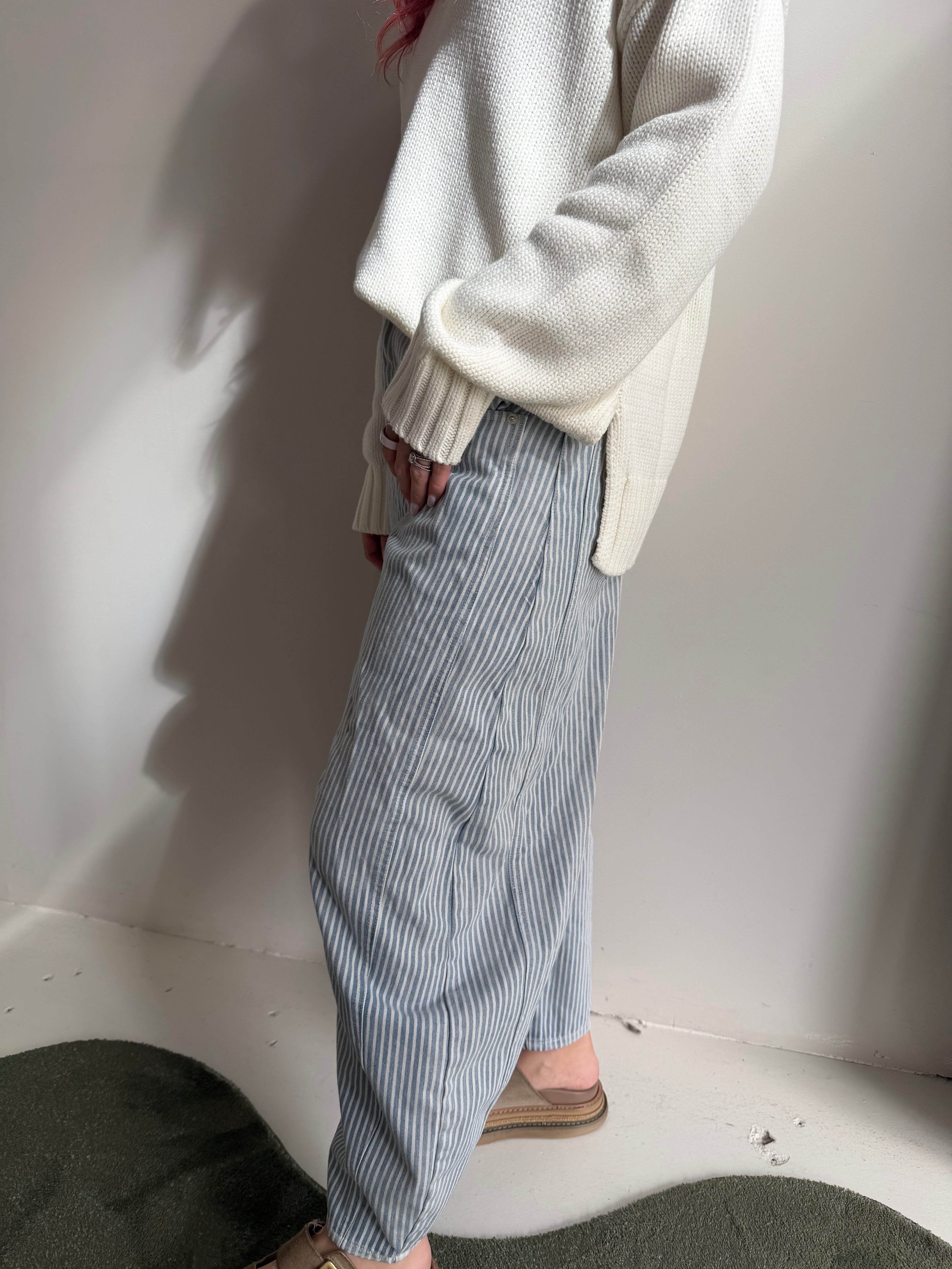 Mineral Washed Pin Striped Pants