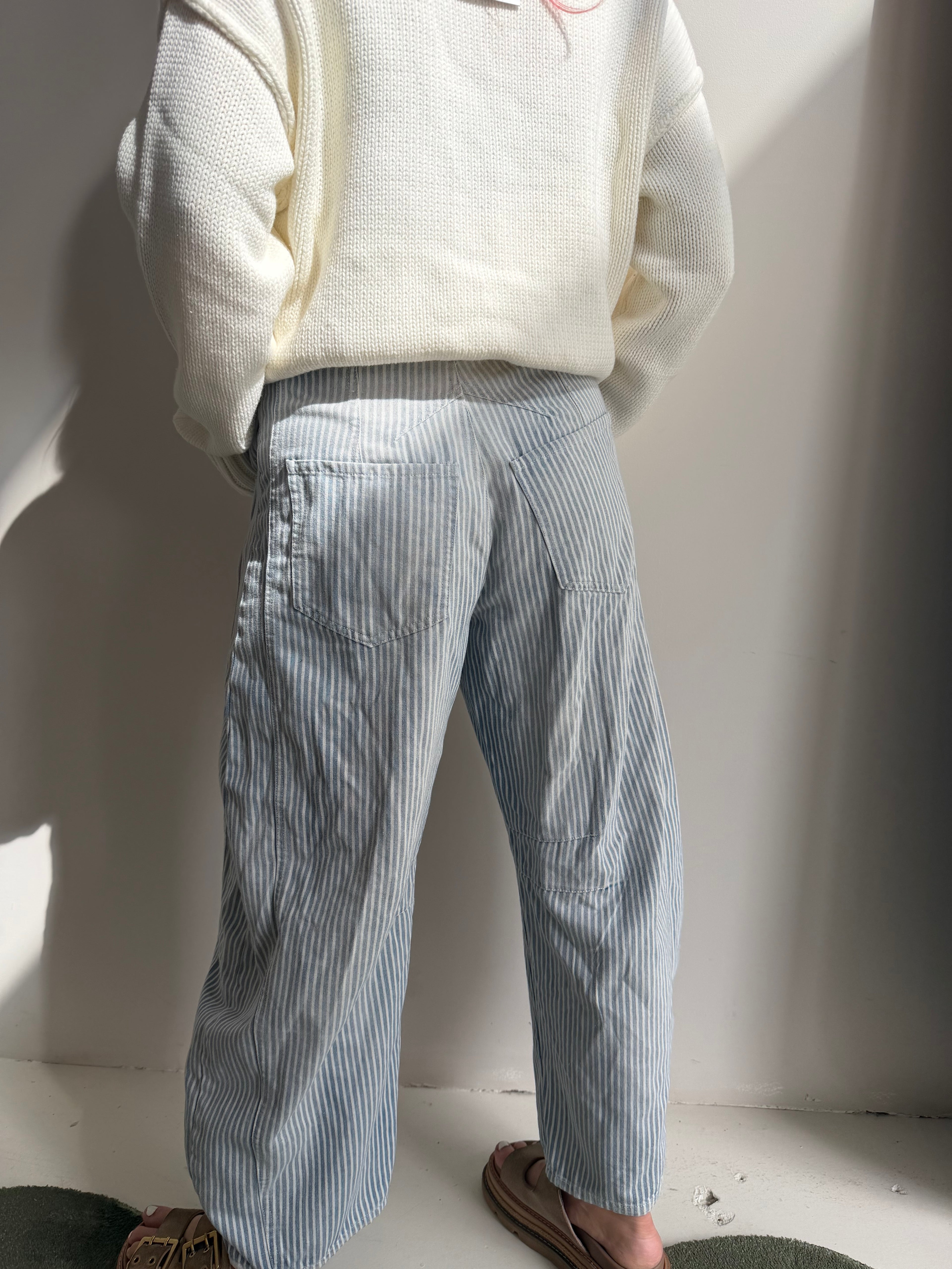 Mineral Washed Pin Striped Pants
