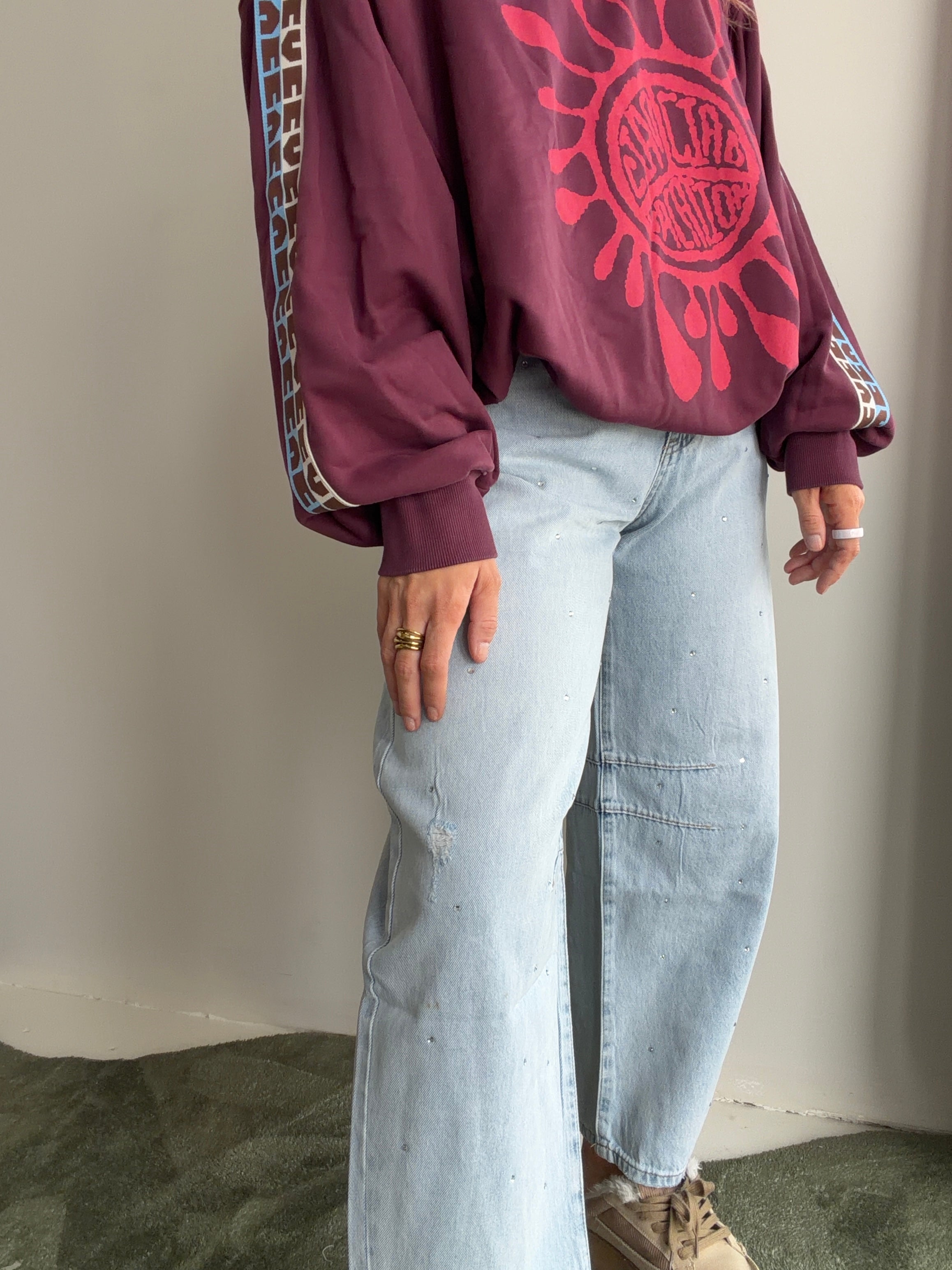 The Diamante Denim Wide Leg Pant