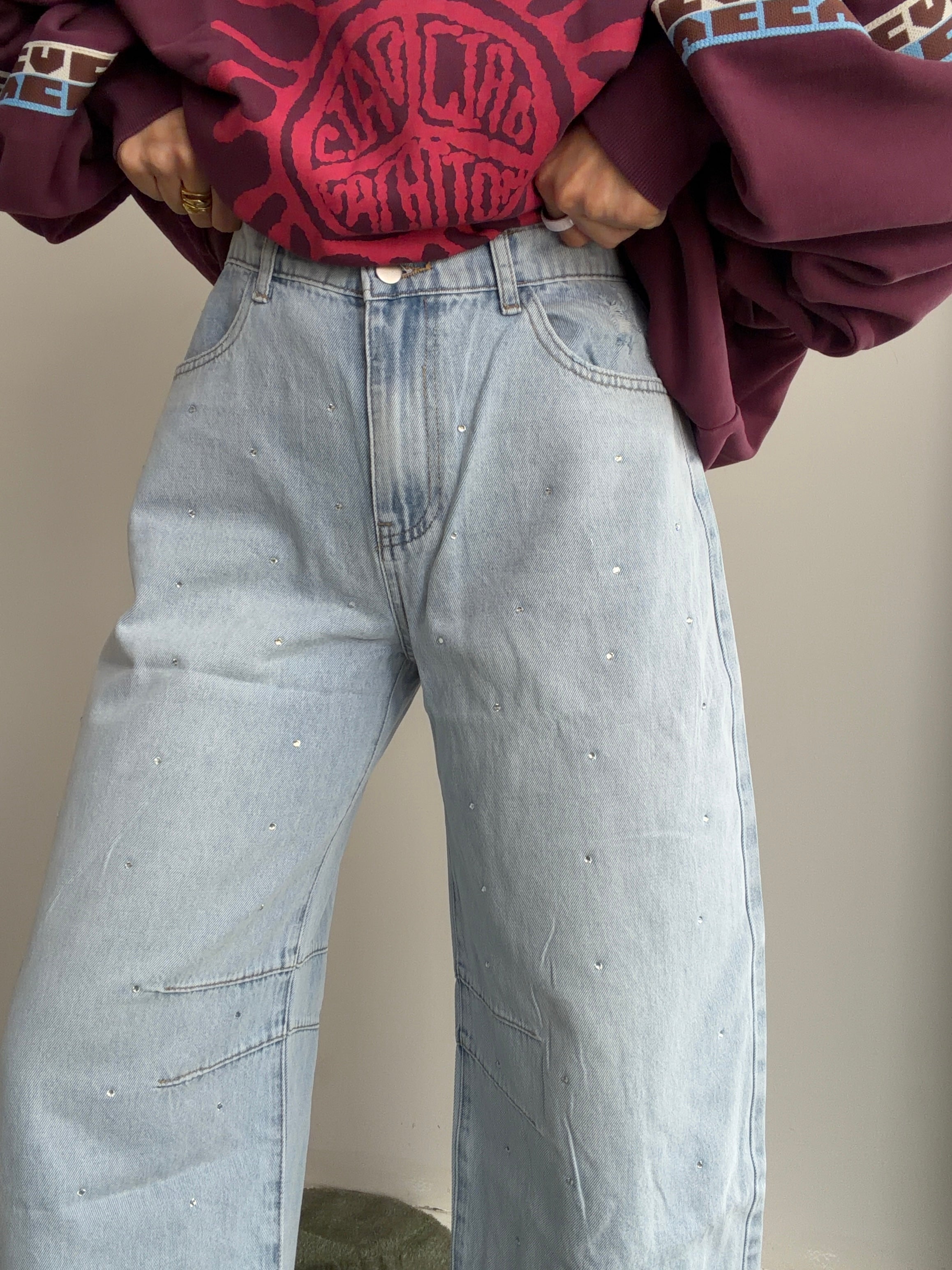 The Diamante Denim Wide Leg Pant