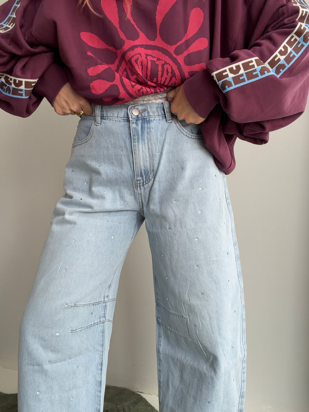 The Diamante Denim Wide Leg Pant