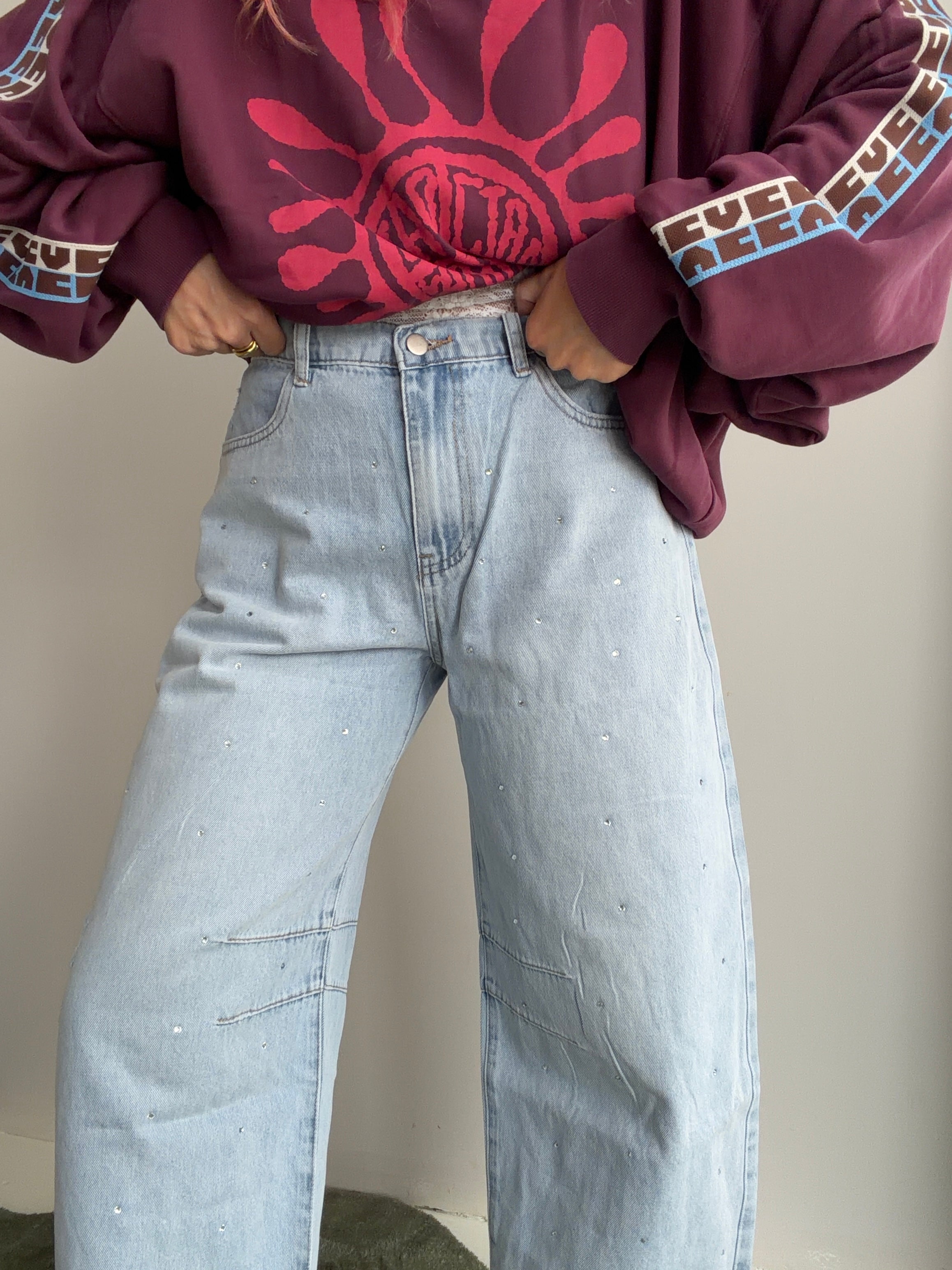 The Diamante Denim Wide Leg Pant
