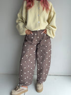 The Dottie Denim Wide Leg Pant - Brown/Beige