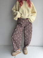 The Dottie Denim Wide Leg Pant - Brown/Beige