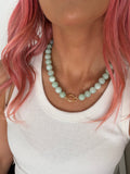 Bead Necklace - Natural Stone XL -  Old Green