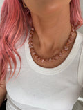 Resin Heart Bead Necklace - Salmon