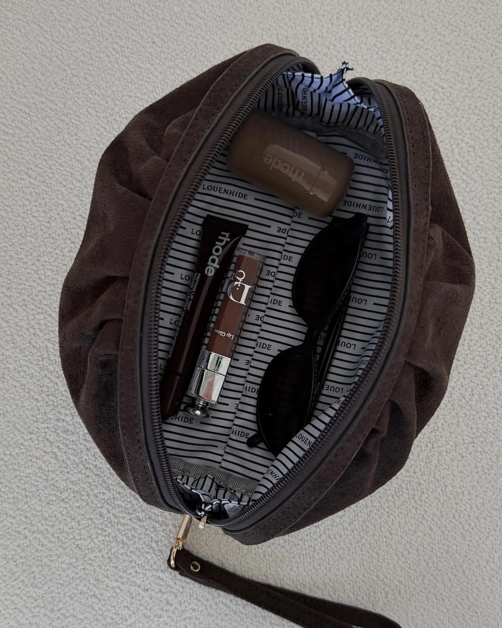 Sarski Suedette Makeup Bag - Chocolate