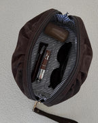 Sarski Suedette Makeup Bag - Chocolate