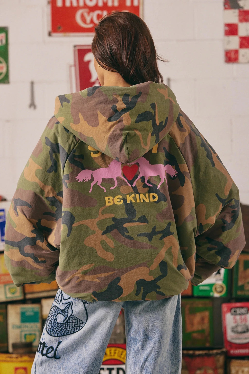 The Be Kind Bomber Jacket - Camo