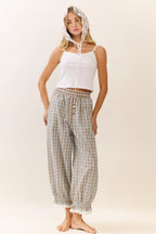 Plaid Balloon Pant - Blue
