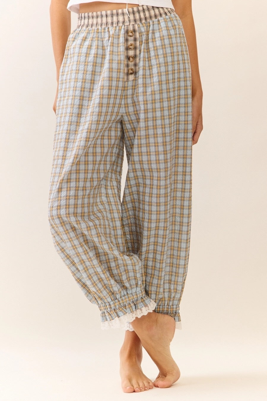 Plaid Balloon Pant - Blue