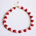 Resin Heart Bead Necklace - Pink/Red