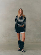 DYLAN RUGBY POLO - Black & White Stripe