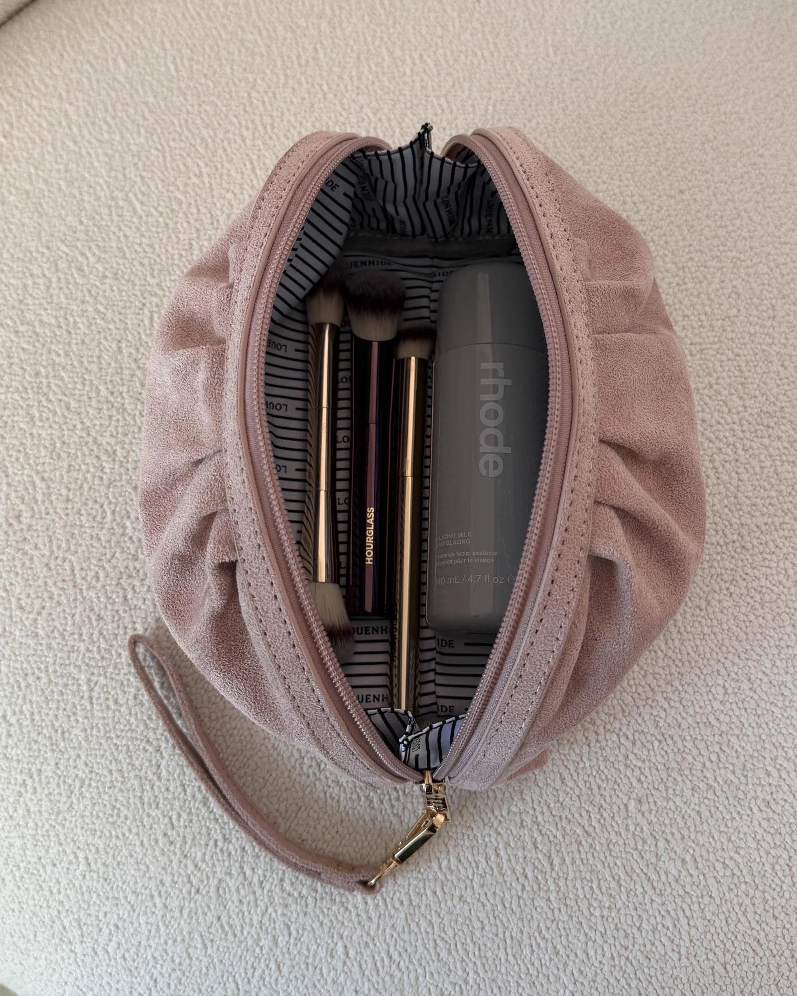 Sarski Suedette Makeup Bag - Pale Pink