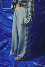 CHECK MATE WIDE LEG TRACKIES - Blue