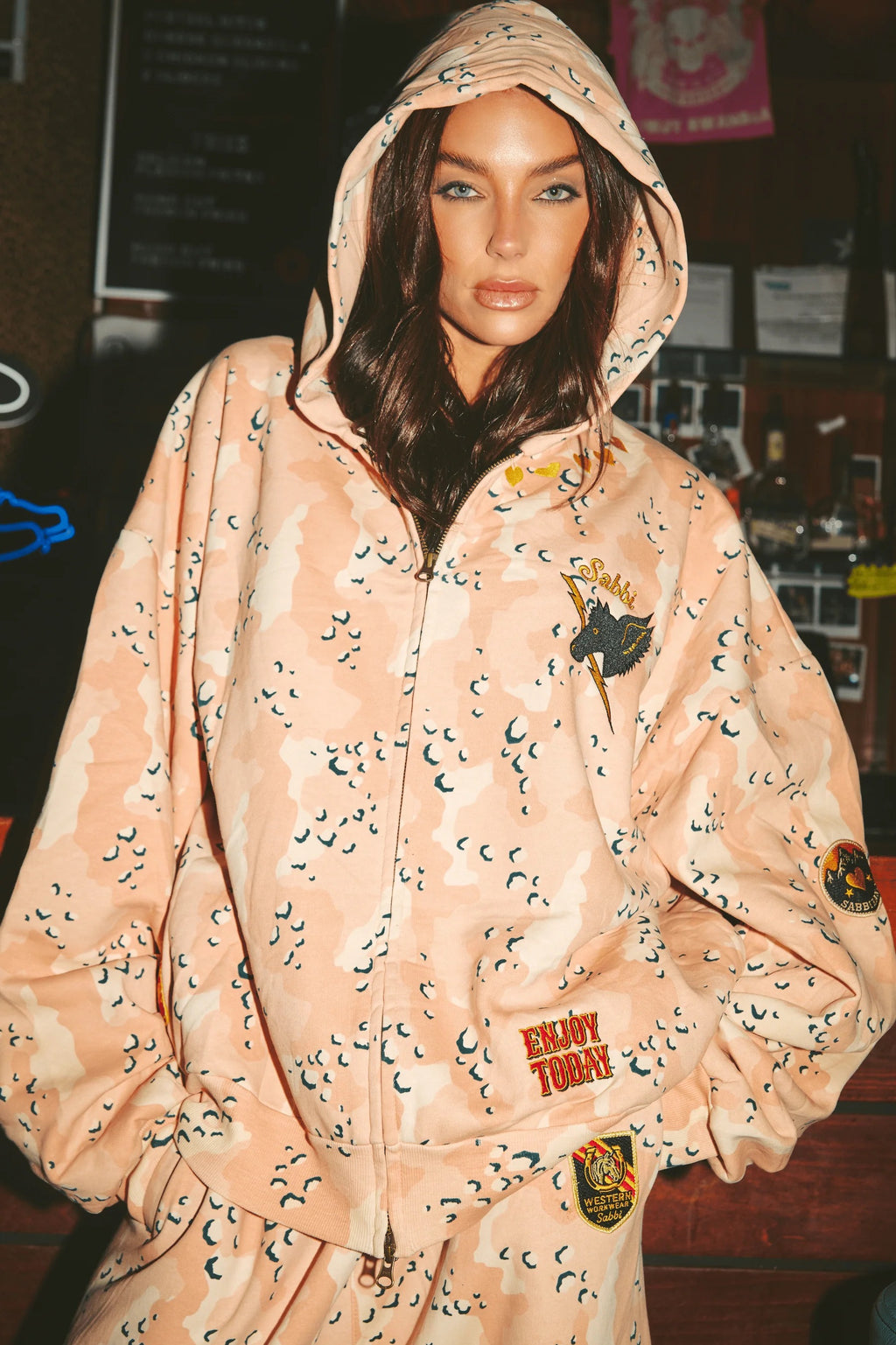 The Be-Youtiful Zip Hoodie - Pink Camo