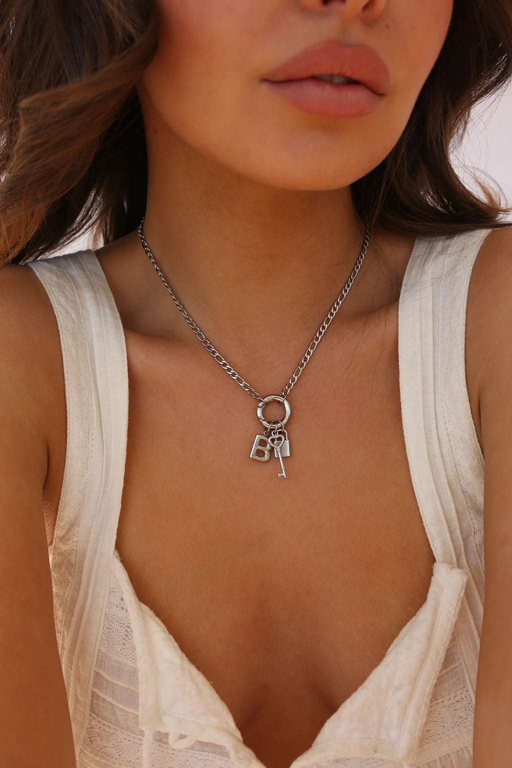Design Your Own Latch and Lock Necklace - Silver
