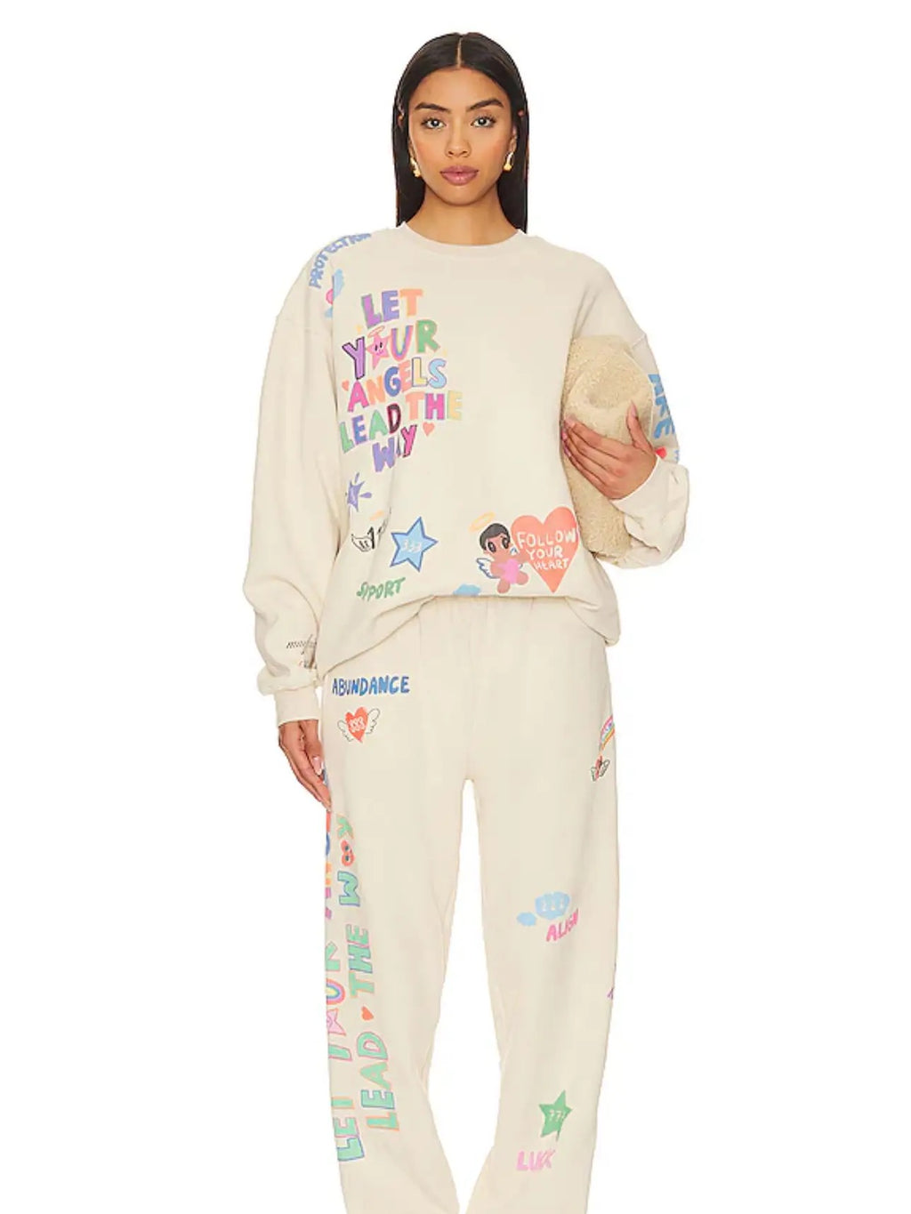 Angels All Around You Sweatpants - Beige