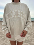 Mockneck Sunkissed Embroidered Sweatshirt - Oat Milk Grey