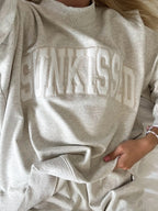 Mockneck Sunkissed Embroidered Sweatshirt - Oat Milk Grey