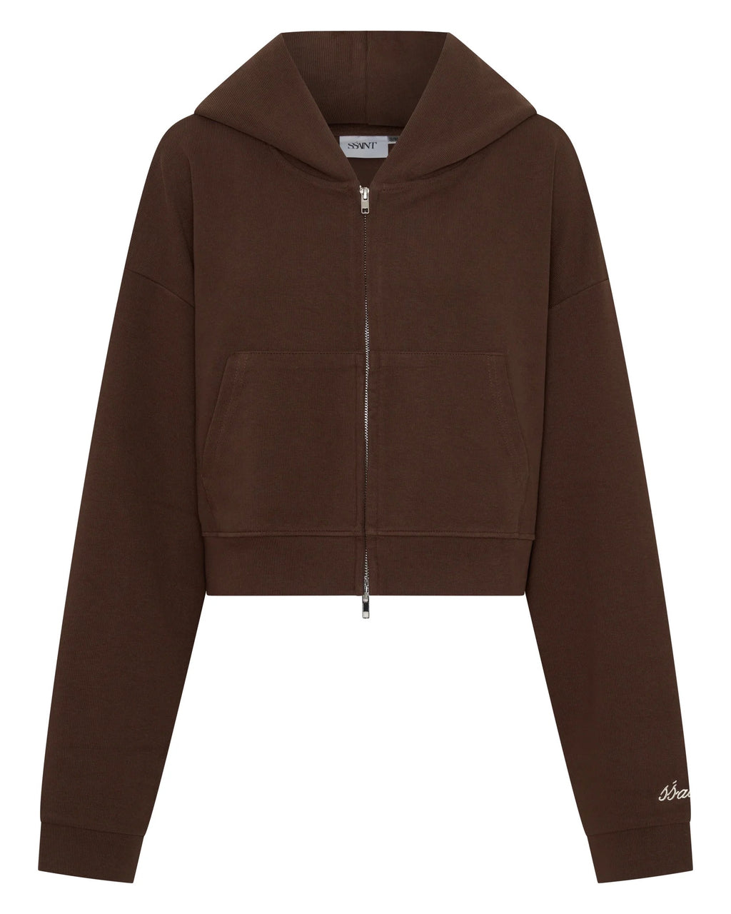 SŚAINT Cropped Hoodie - Brown